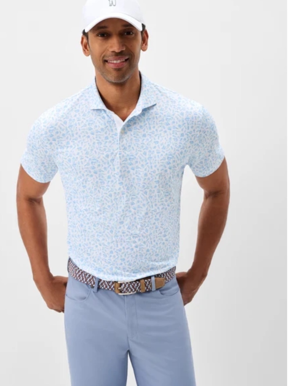 Johnnie O Featherweight Polo Shirt Sz M Golf Performance Cabo break   Upf 50